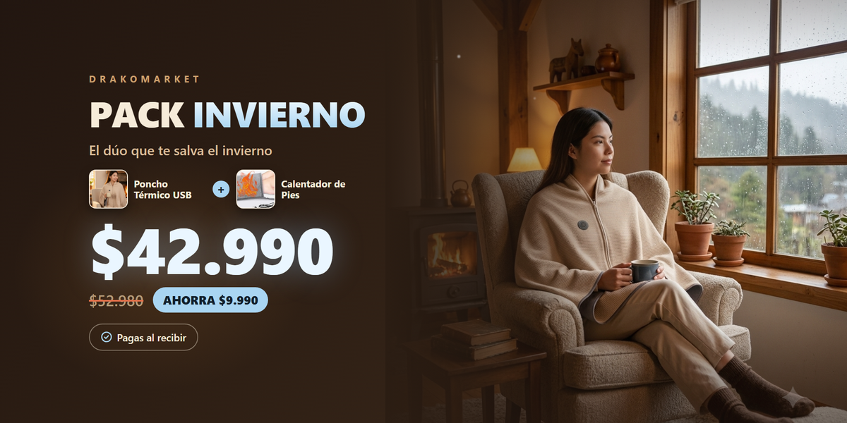 Pack Invierno $42.990 — banner desktop v4 (chips a la izquierda, mitad derecha libre para el botón del tema)