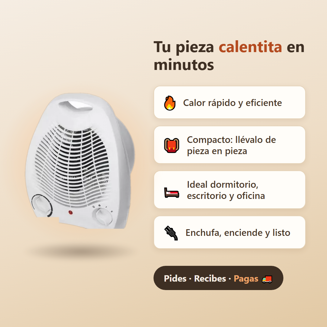 Beneficios del calefactor portátil: calor rápido, compacto, ideal dormitorio y oficina, pago contra entrega - DrakoMarket