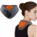 El collar térmico cervical abierto en tres cuartos, con su panel de control LED y los botones de calor.
